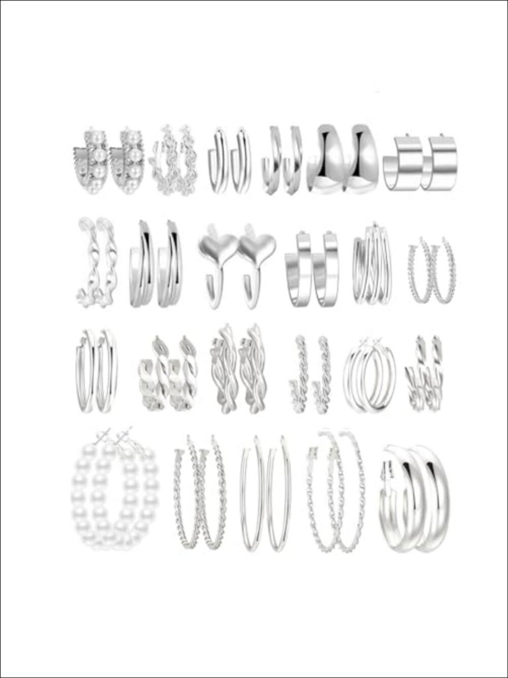 Hypoallergenic Hoop Earrings Set Women Chunky Pearl Twisted Statement